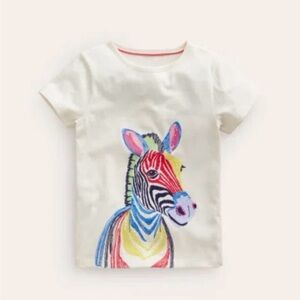 Mini Boden Superstitch logo Cream Zebra Kids T-Shirt